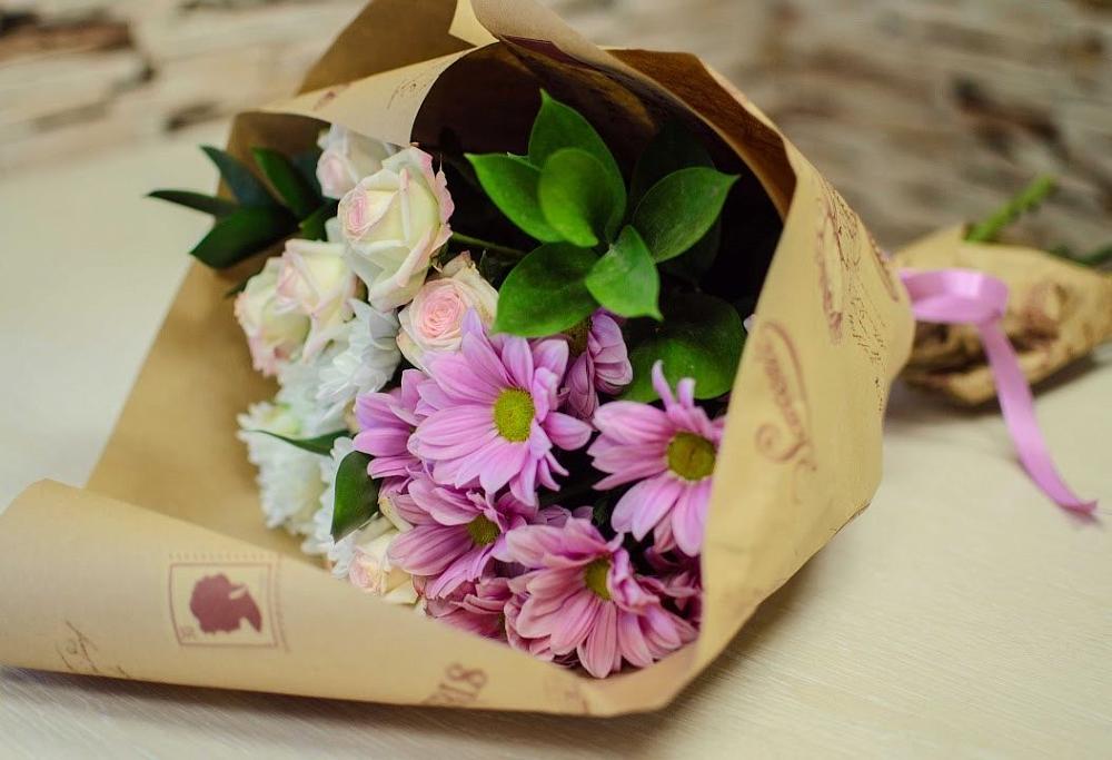 Букет цветов из: Розы и Хризантемы в Досчатое