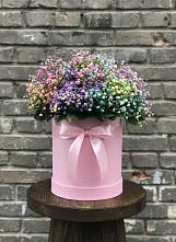 Цветочная композиция из Гипсофила и Розы в шляпной коробке в Досчатое