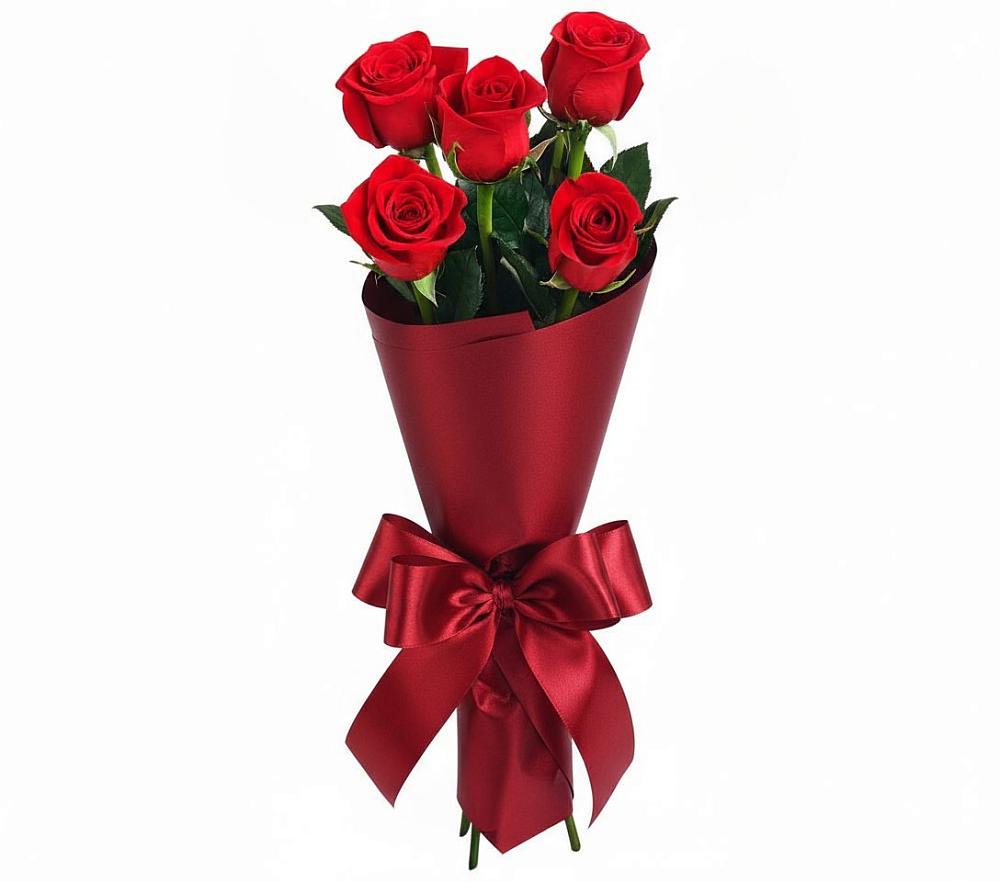 Букет 5 Красных роз Эдлесс Лав в Досчатое