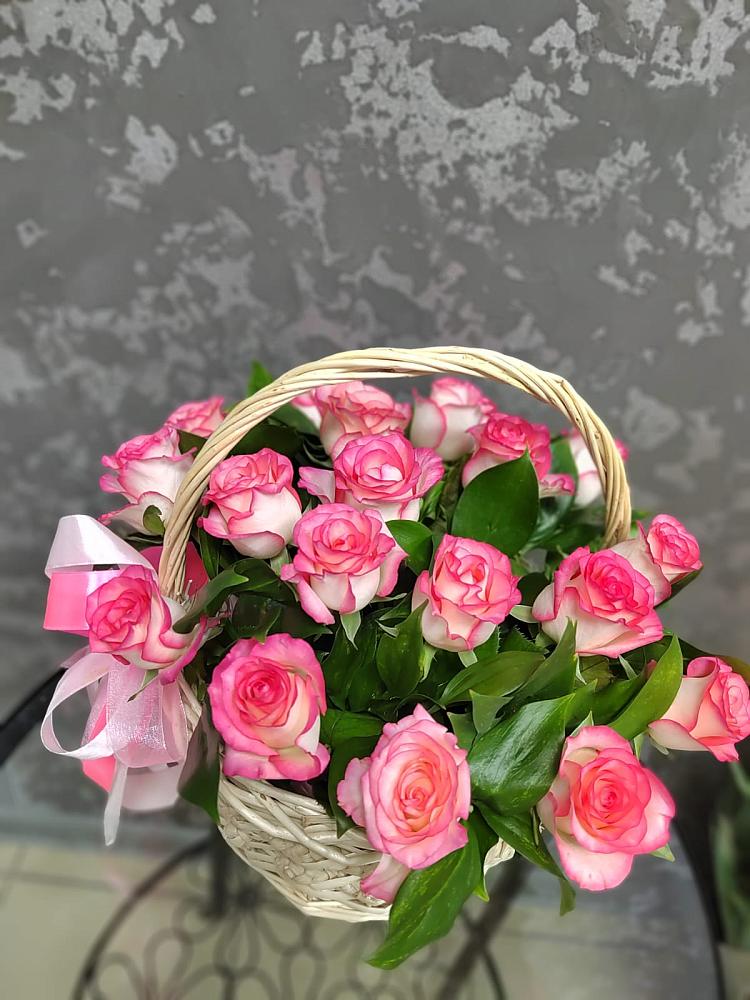 Цветочная композиция из Розы в корзине в Досчатое