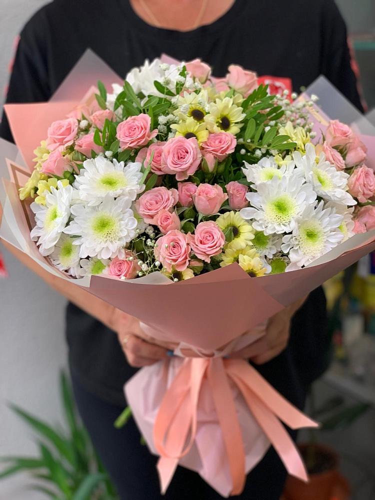 Букет цветов из: Розы и Хризантемы в Досчатое