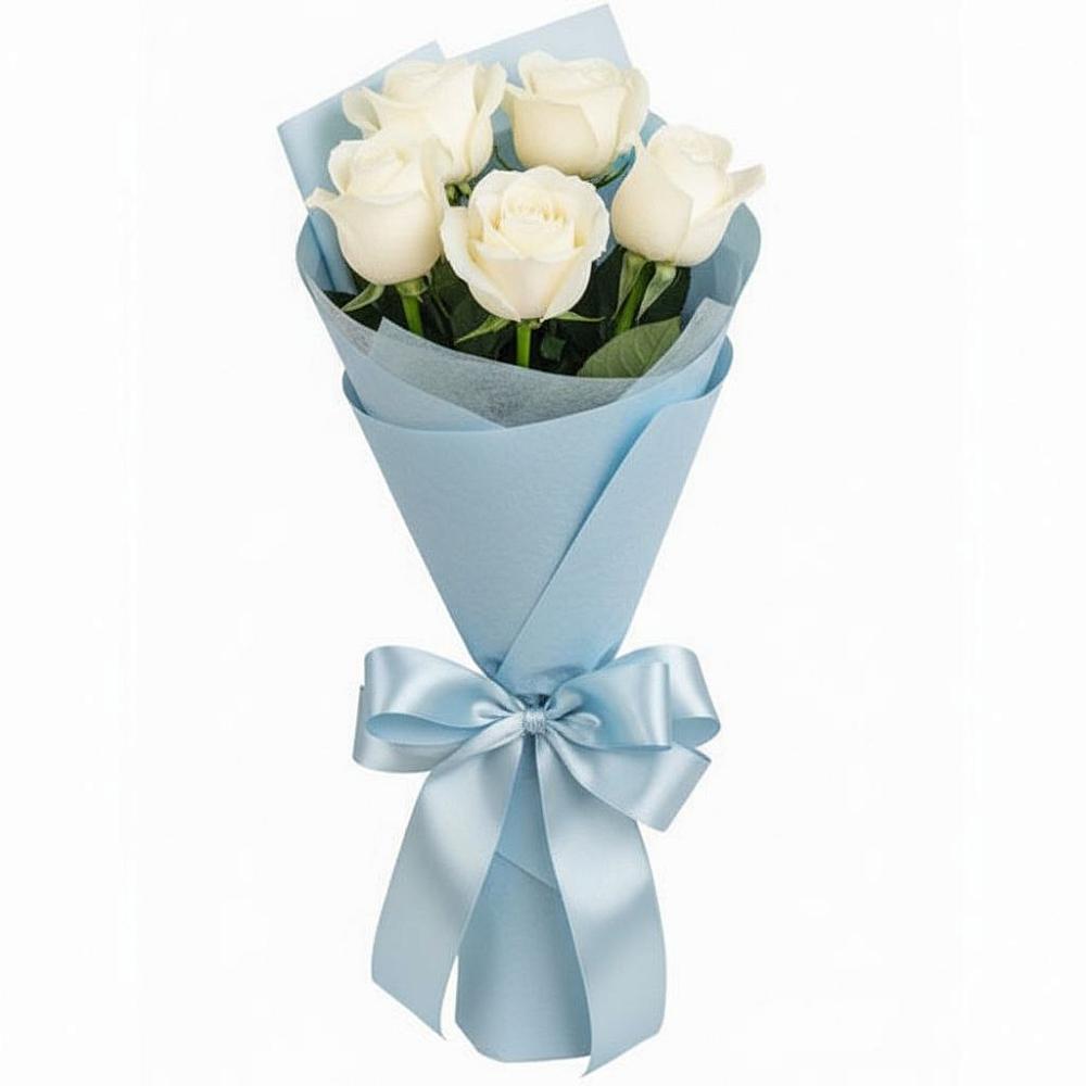 Букет 5 Белых роз Проуд в Досчатое