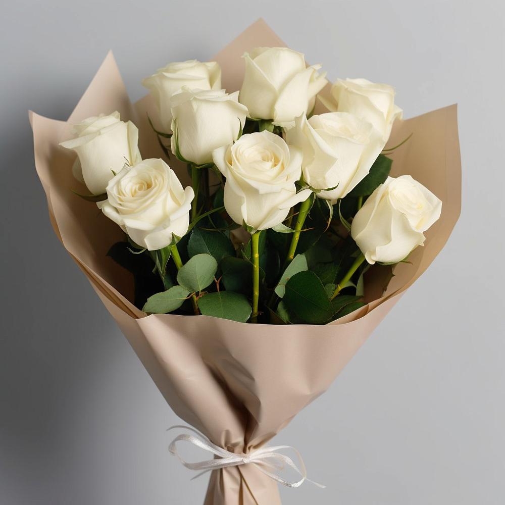 Букет 9 Белых роз Эдлесс Лав в Досчатое
