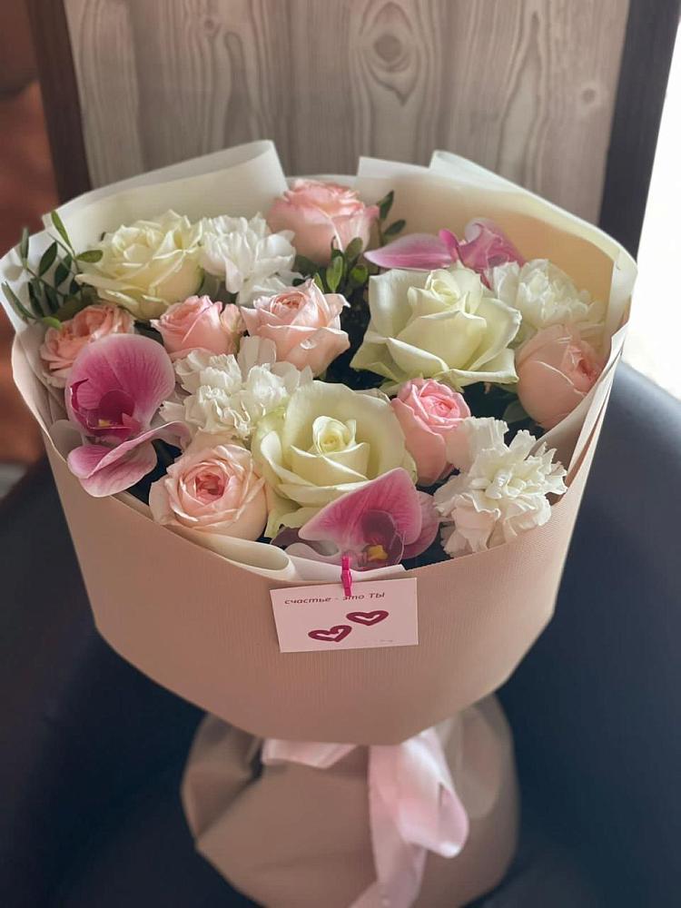 Букет цветов из: Орхидеи, Розы и Гвоздики в Досчатое