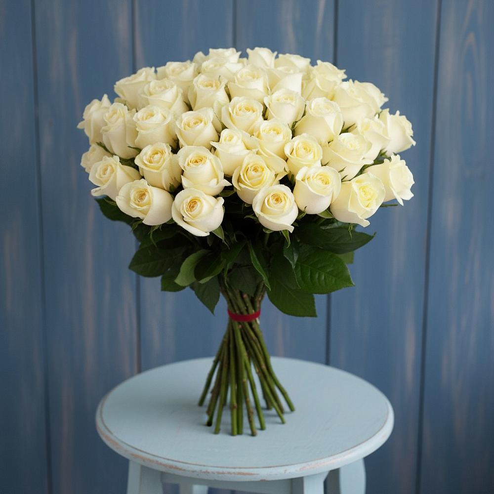 Букет 51 Белая роза Эдлесс Лав в Досчатое