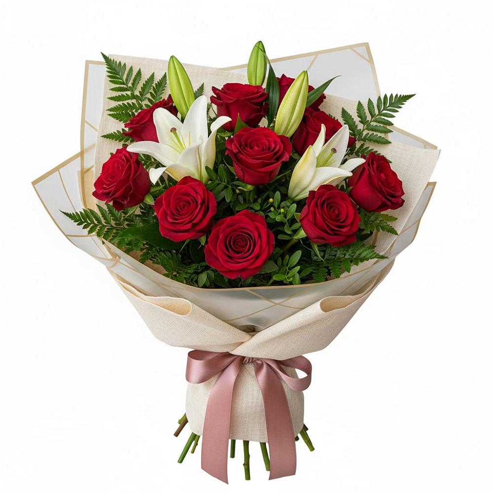 Букет цветов из: Лилии и Розы в Досчатое