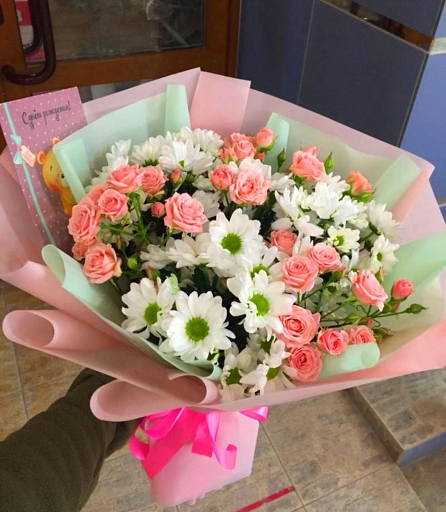 Букет цветов из: Розы и Хризантемы в Досчатое