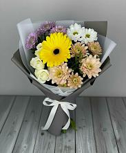 Букет цветов из:  Розы, Герберы и Хризантемы в Досчатое