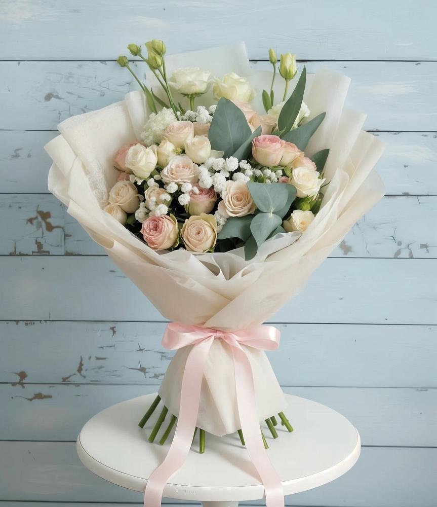 Букет цветов из: Розы и Лизиантусы в Досчатое