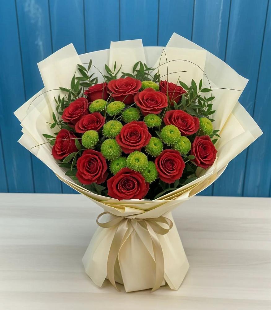 Букет цветов из: Розы и Хризантемы в Досчатое