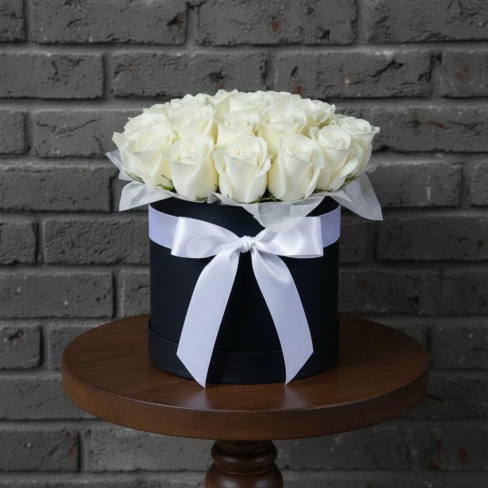 Цветочная композиция из Розы в шляпной коробке в Досчатое