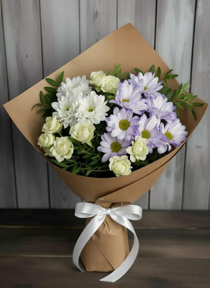 Букет цветов из: Хризантемы и Розы в Досчатое