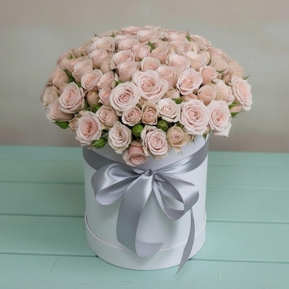 Цветочная композиция из Розы в шляпной коробке в Досчатое